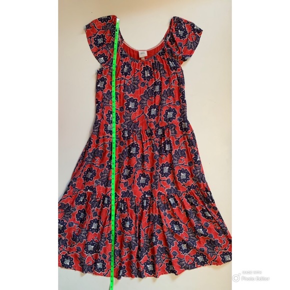 Knox Rose Red & Navy Blue Boho Short Sleeve Midi Dress Size Small *FLAWS* NWT - Picture 16 of 17